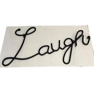 NEW Metal LAUGH WALL ART 15” Bronze Wrought Iron Word Home Decor 2 Hanging Loop